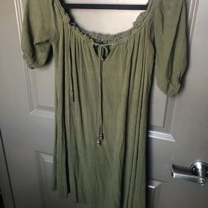 Olive Green OTS Dress